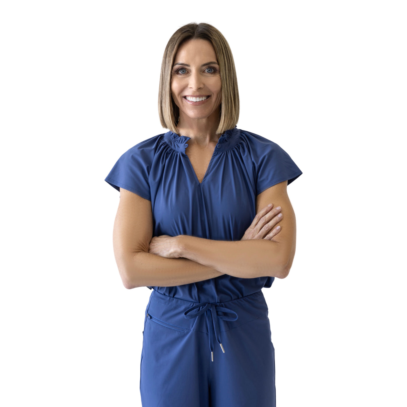 Matilda Scrub Top Steel Blue