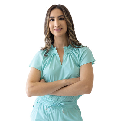 Matilda Scrub Top Aqua