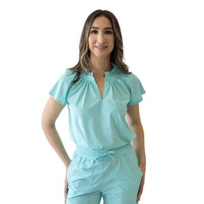 Matilda Scrub Top Aqua