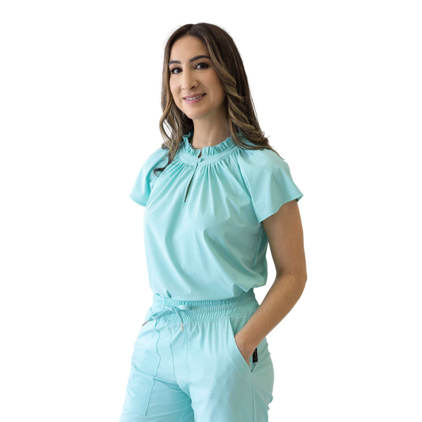 Matilda Scrub Top Aqua